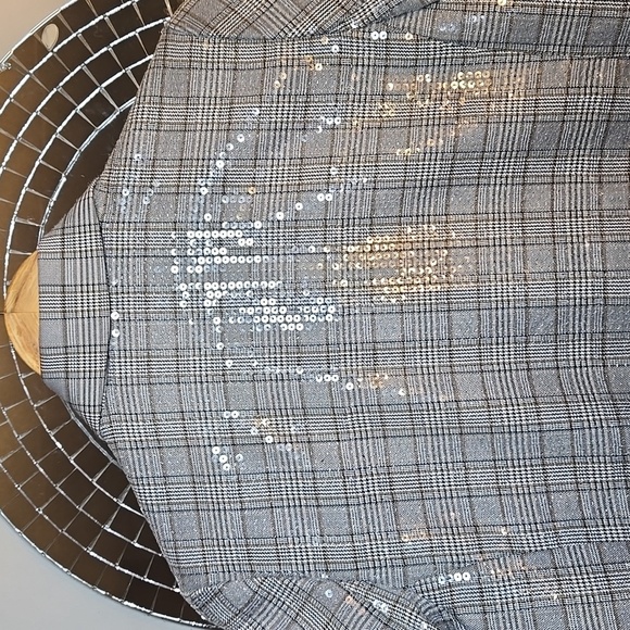 Jason Wu Houndstooth Plaid Clear Sequin Double Breasted Y2K Lined Blazer Jacket - Picture 9 of 16